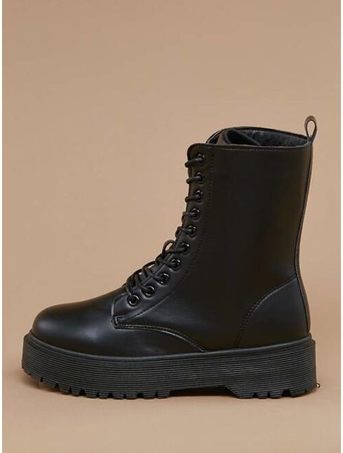 Shein Lace Front Heavy Lug Sole Combat Boots