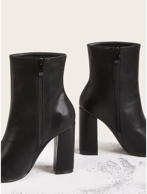Shein Side Zip Point Toe Chunky Boots