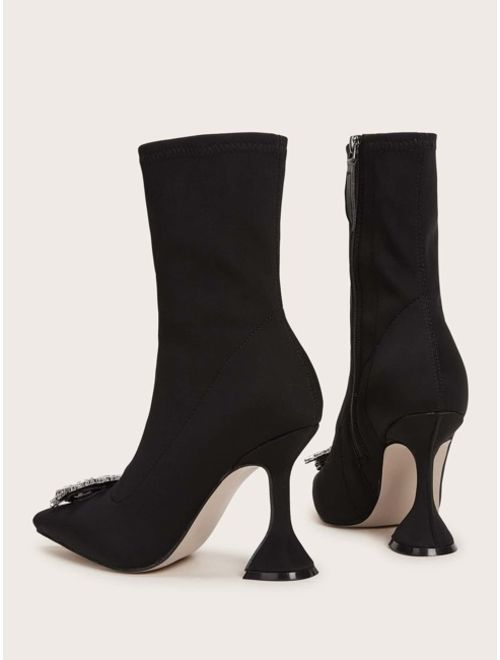 Shein Jewelled Decor Side Zip Sock Boots