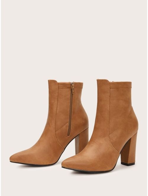 Shein Point Toe Side Zip Ankle Boots
