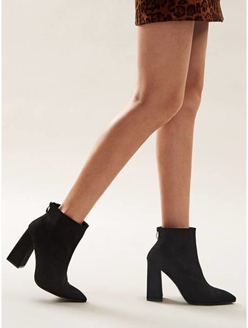 Shein Zip Back Chunky Heeled Boots