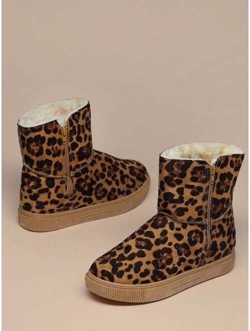 Shein Faux Fur Lined Leopard Cold Weather Boots