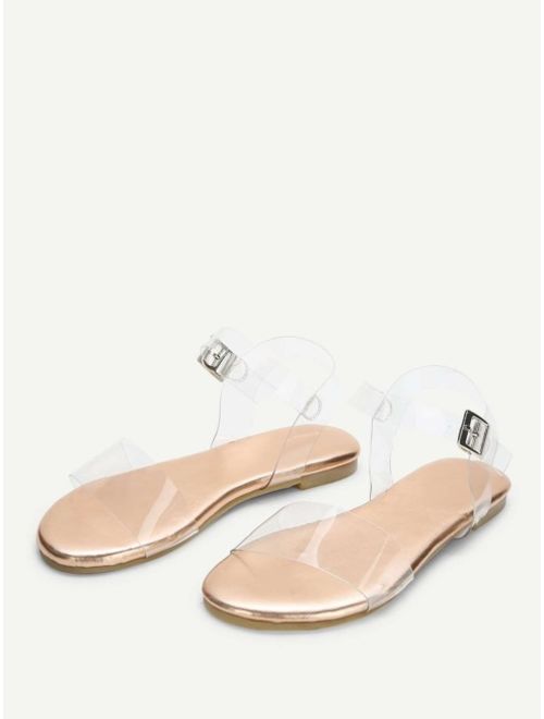 Shein Clear Strap Flat Sandals