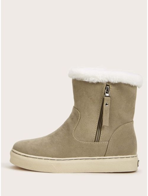 Shein Side Zip Faux Fur Lined Boots