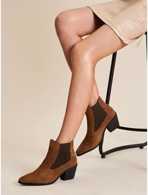 Shein Point Toe Suede Chelsea Boots