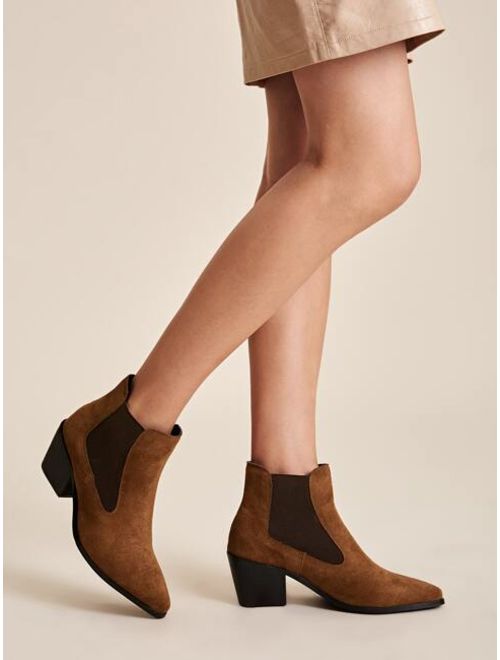Shein Point Toe Suede Chelsea Boots