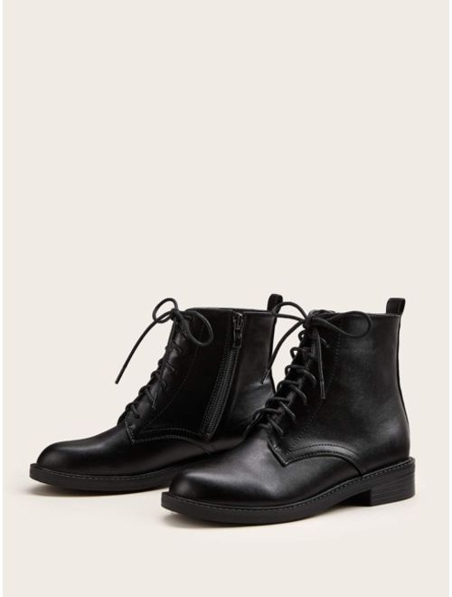 Shein Lace-up Front Side Zip Combat Boots