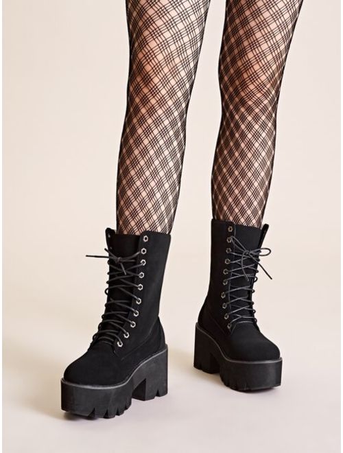 Shein Lace-up Front Platform Chunky Boots