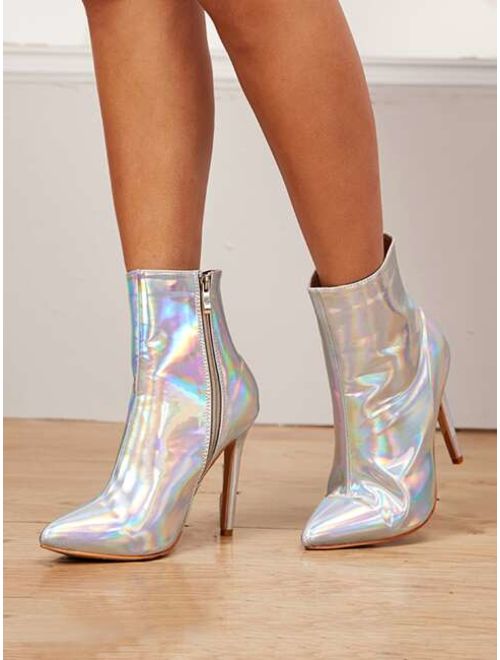 Shein Point Toe Holographic Stiletto Heels