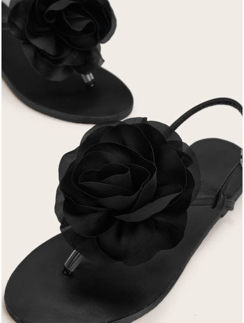 Shein Flower Decor Toe Post Flat Sandals