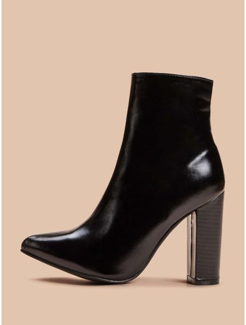 Shein Point Toe Side Zip Chunky Boots