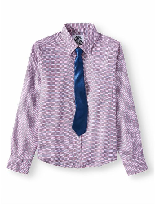 English Laundry Long Sleeve Button Up Dress Shirt with Tie (Big Boys)