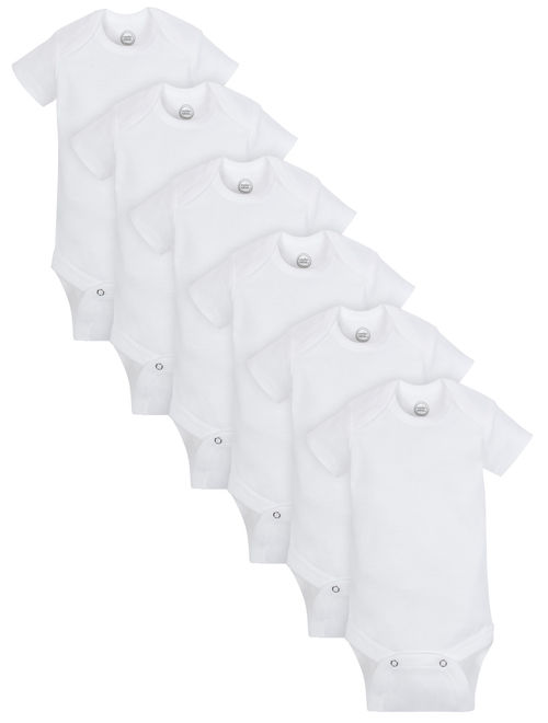 Wonder Nation Short Sleeve White Bodysuits, 6pk (Baby Boys or Baby Girls, Unisex)