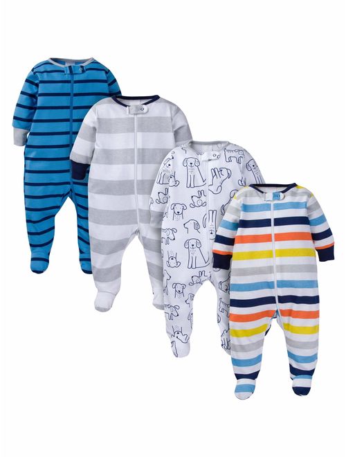 Onesies Brand Baby Boy Sleep 'N Play Pajamas, 4-Pack