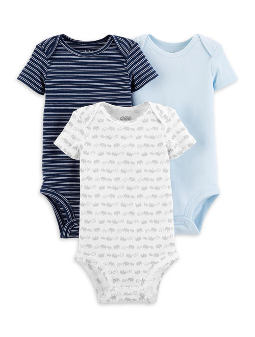 Child Of Mine By Carter's Short Sleeve Bodysuits, 3Pk (Baby Boys), Blue, Newborn