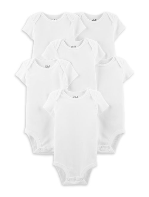 Child Of Mine By Carter's Short Sleeve White Bodysuits, 6pk (Baby Boys or Baby Girls, Unisex)