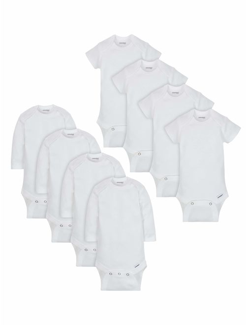 Onesies Brand White Onesies Bodysuits Variety Short Sleeve & Long Sleeve, 8pk (Baby Boy or Baby Girl Unisex)