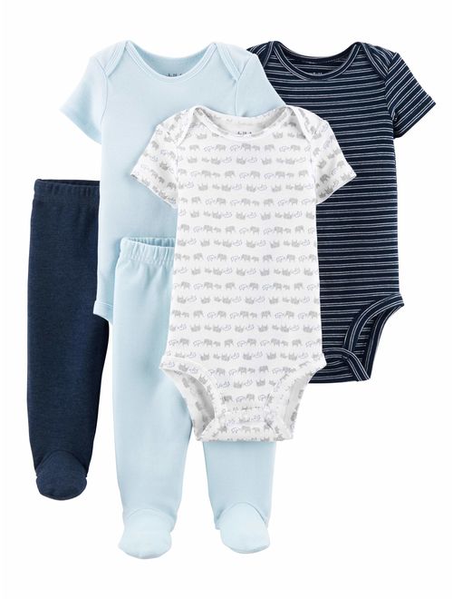 Child Of Mine By Carter's Short Sleeve Bodysuits & Pants, 5pc Outfit Set (Baby Boys)