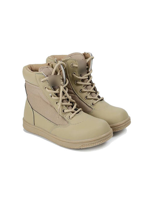 Meigar Kids Children Boys Girls Combat Army Military Tactical Casual Cosplay Ankle High Top Boots Soft Com -fy Co -zy Round Toe Shoes