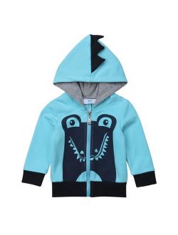 Little Baby Boys Dinosaur Zip-up Hoodie Sweatshirt Costume Hooded Jacket Outwear 6-12M
