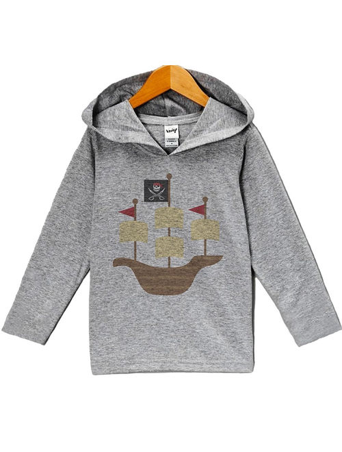 Custom Party Shop Baby Boy's Novelty Pirate Hoodie Pullover - Grey and Red / 6 Months