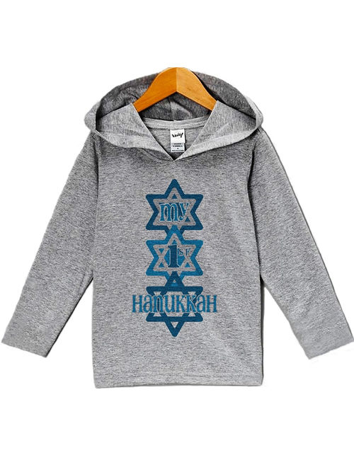 Custom Party Shop Baby's My 1st Hanukkah Hoodie Grey - 6 Months