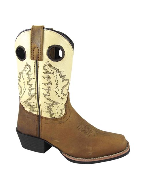 Smoky Mountain Kid's Mesa Brown Distress/Cream Square Toe Western Boots 3244