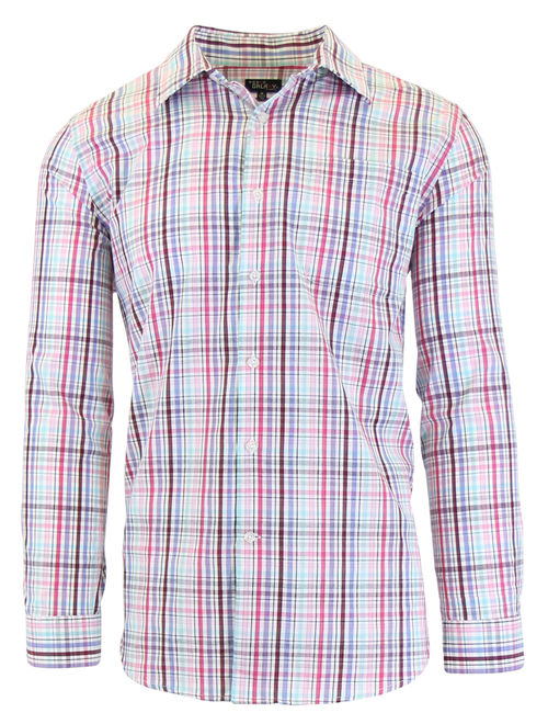 GBH Men's Long Sleeve Printed Dress Shirt With Chest Pocket