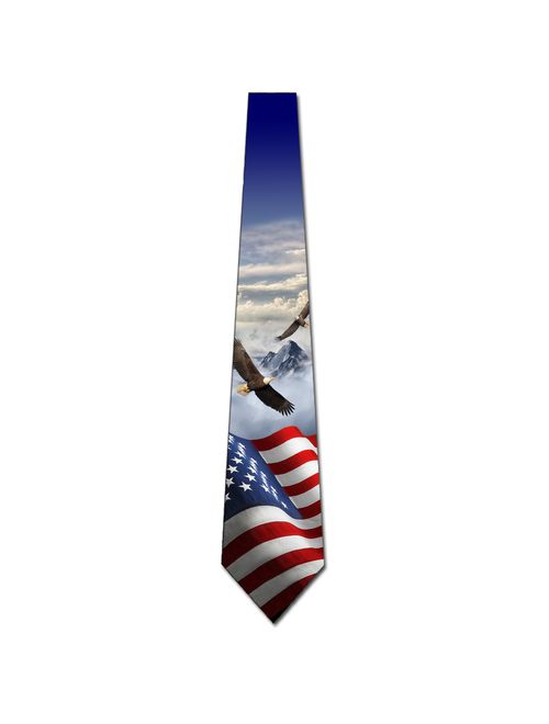 US Flag Ties Mens Eagle Patriotic Necktie by Three Rooker