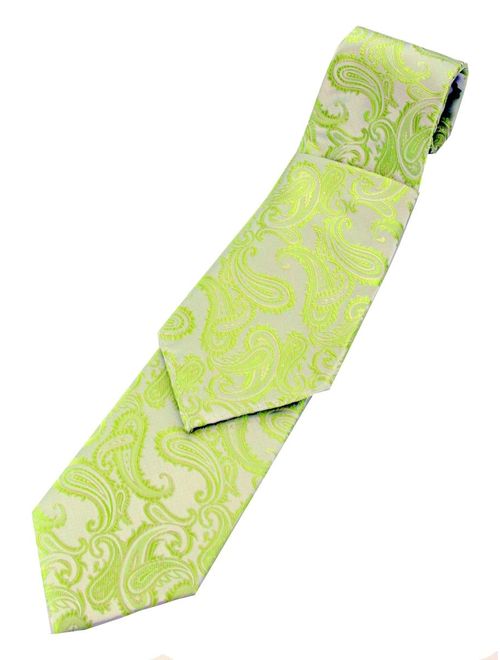 Paisley Neck Tie and Pocket Hankie set - Lime