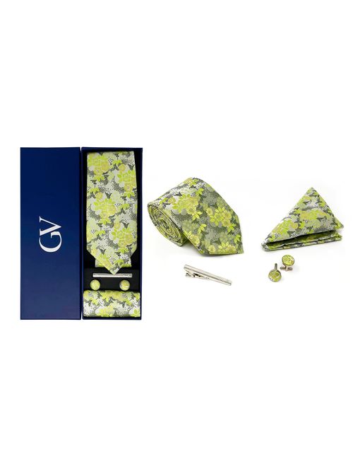 Gino Vitale Men's 100% Silk 4 Piece Tie Set