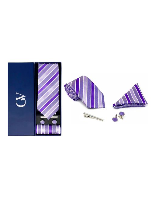 Gino Vitale Men's 100% Silk 4 Piece Tie Set