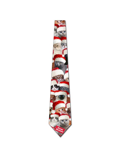 Cat Ties Mens Meowy Christmas Necktie by Three Rooker