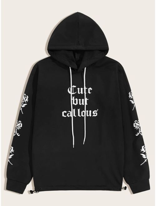 Shein Men Letter Graphic Drawstring Hoodie