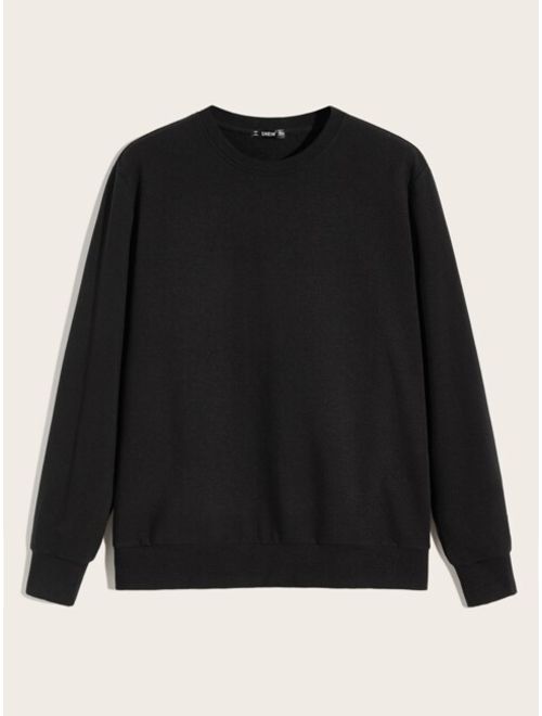 Shein Men Crew Neck Patched Detail Pullover