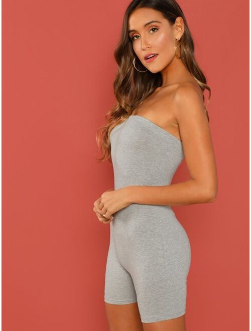 Shein Slim Fitted Solid Tube Romper