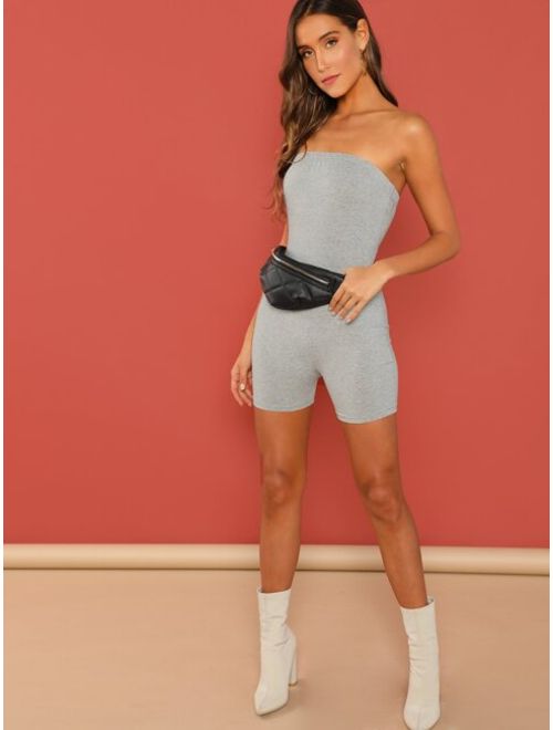 Shein Slim Fitted Solid Tube Romper
