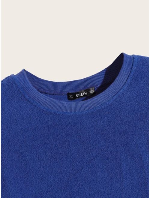 Shein Men Patched Detail Fleece Pullover
