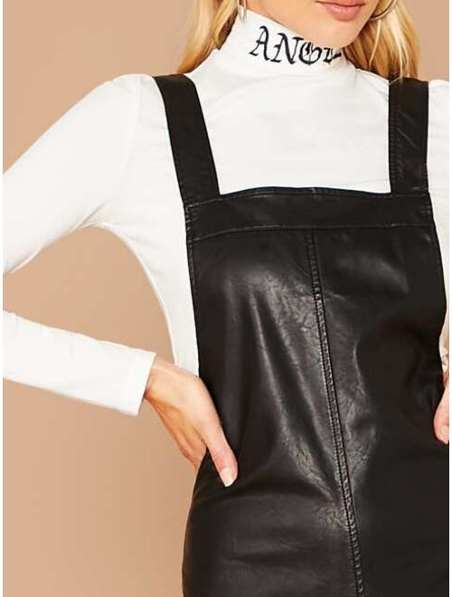Shein Faux Leather Overall Short Romper
