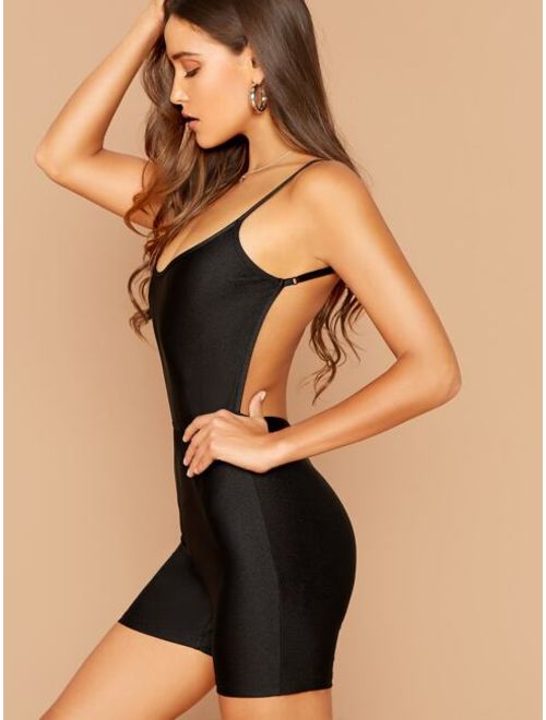 Shein Open Back Fitted Cami Jumpsuit Without Belt