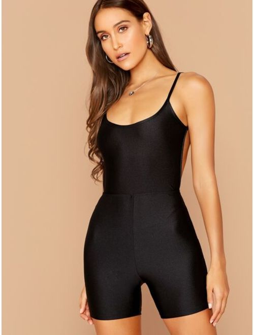 Shein Open Back Fitted Cami Jumpsuit Without Belt