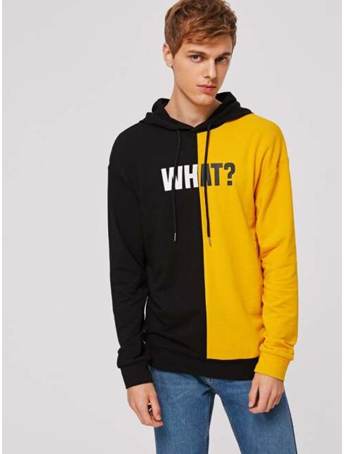Shein Men Two Tone Letter Graphic Hoodie