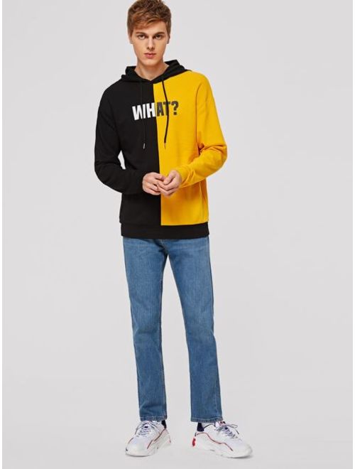 Shein Men Two Tone Letter Graphic Hoodie