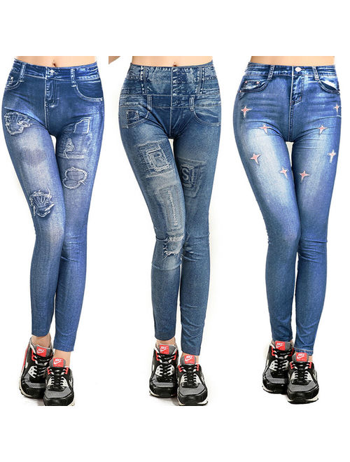 Women Skinny Pants Jeggings Stretchy Slim Leggings Jeans Pencil Tight Trousers