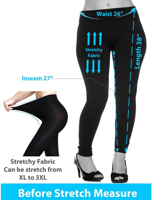 2 PACK Women Fleece Lined Plus Size Full Length Legging Thick Warm Winter Thights Pants XL 2XL 3XL