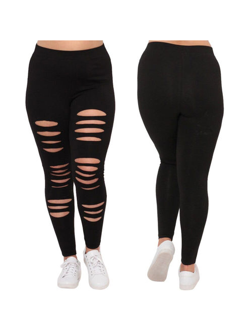 Tuscom Fashion Plus Size Womens Sexy Leggings Trousers Yoga Sport Hole Casual Pants