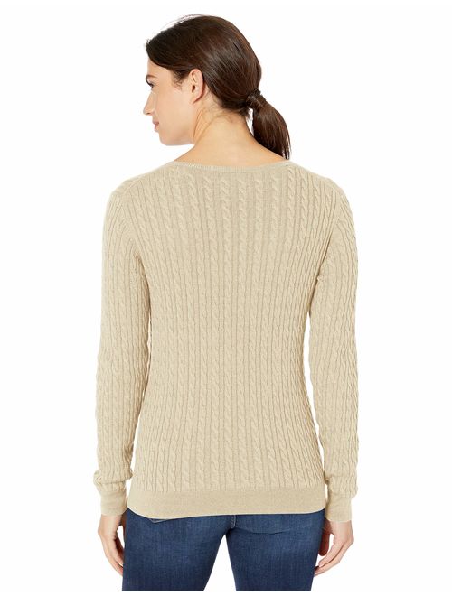 Essentials Women's Lightweight Cable Crewneck Sweater