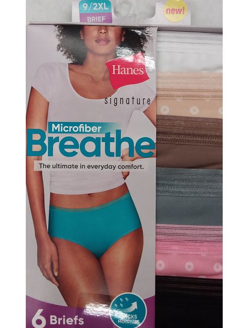 Hanes Women's Signature Microfiber Breathe Brief Panties, 6 Pack
