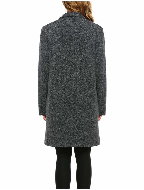 Zeagoo Winter Blended Coat Women Casual Long Pea Coat Trench Button Cardigan Pockets