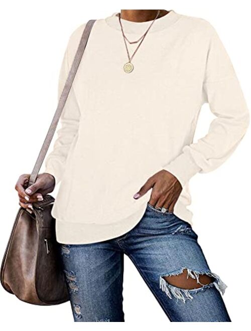 PLMOKEN Plus Size Sweatshirts for Women Casual Long Sleeve Round Neck Shirts tunic tops for Leggings M-4XL